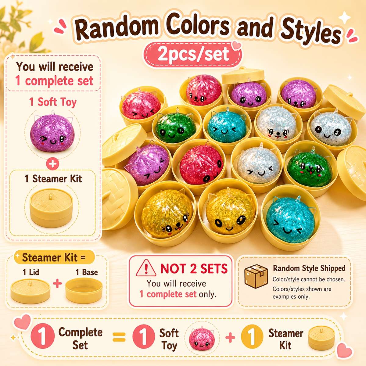 Squeezable Toys Color 2Pcs Set1 Soft Toy Steamer Kit
