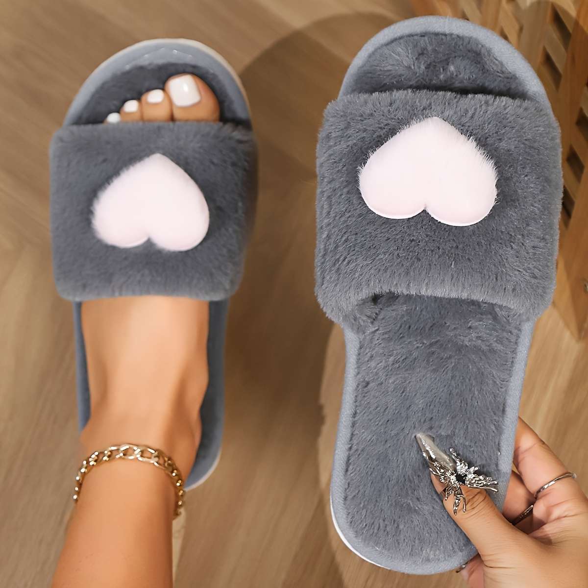 Cotton Slippers Color Coffee White Sizeuk 8.5-9