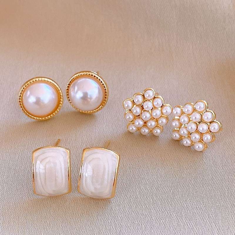 Women S Earrings Color 3 Pair Pack  White 2