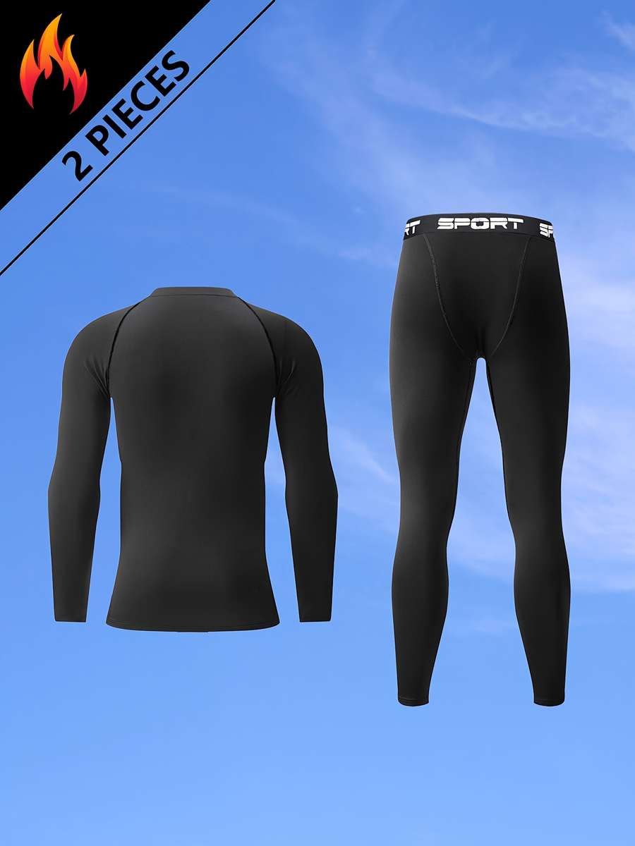 Thermal Underwear Color 2 Pcs Black Belt Black Fabric Sizes