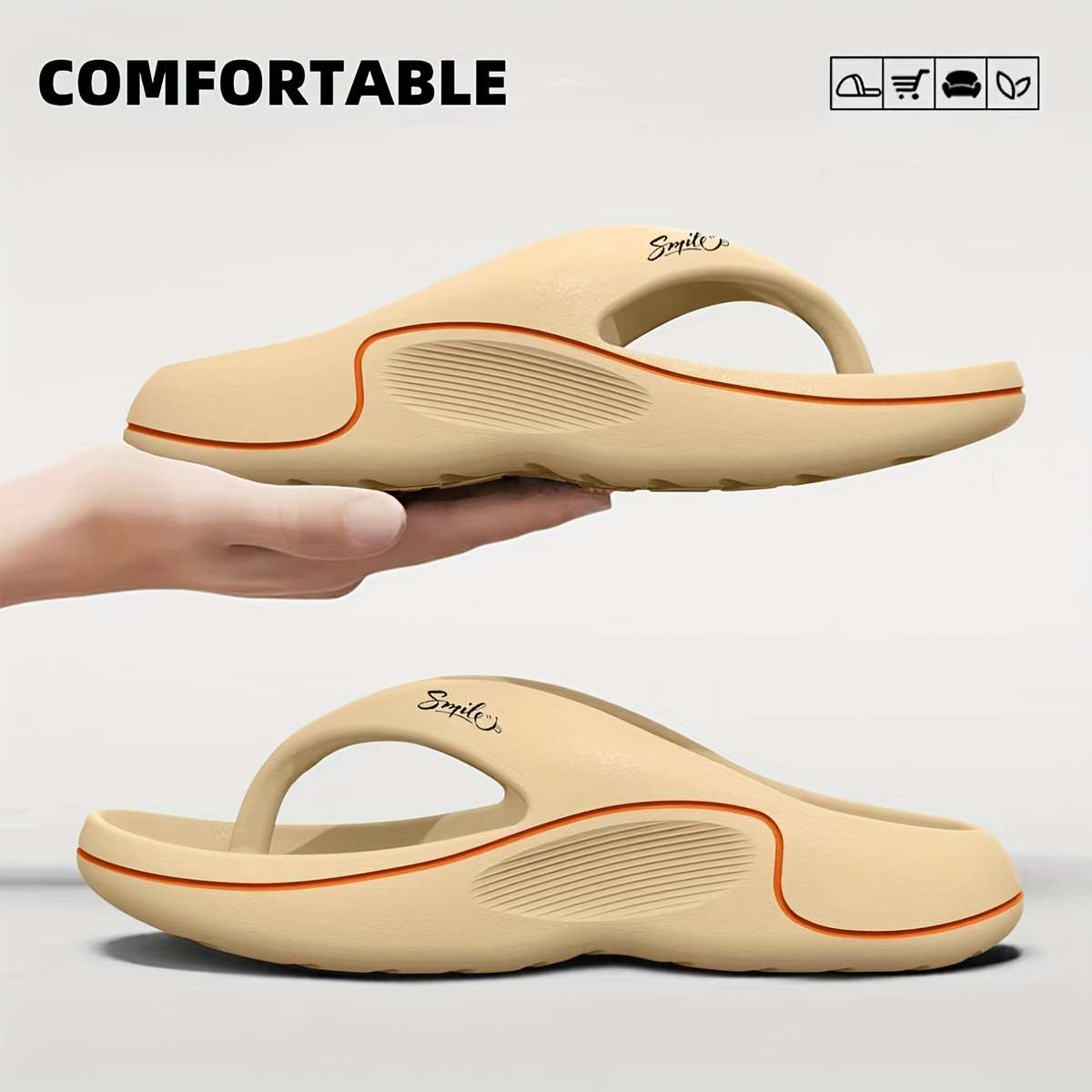 Men Slippers Summer Style Khaki Size Uk 8.5 To 9