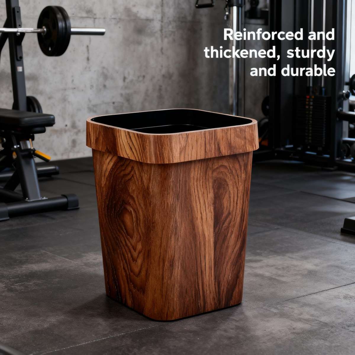 Garbage Can Size Wood Grain Trash Can 7L