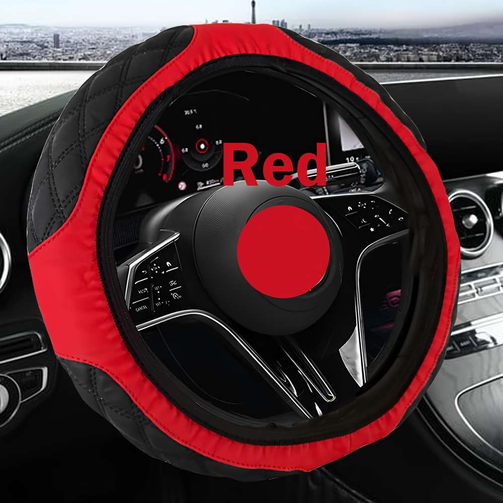 Car Steering Wheel Cover Black+Red Lines