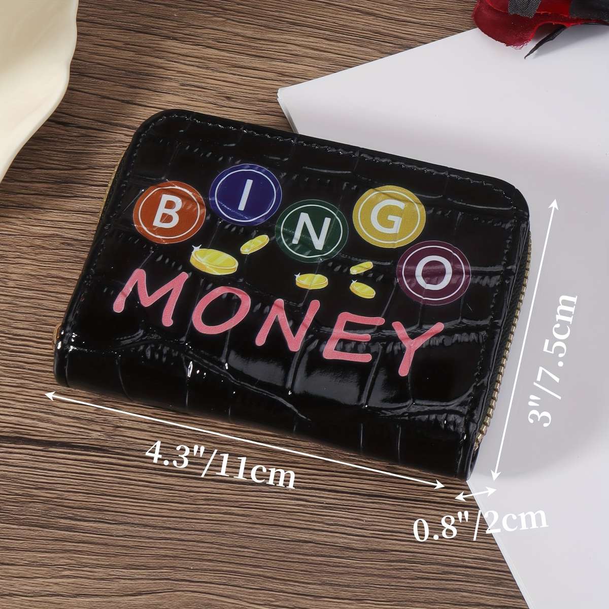 Women'S Casual Wallet With Zipper Closure Lightweight Nylon Lined Card Case Short Credit