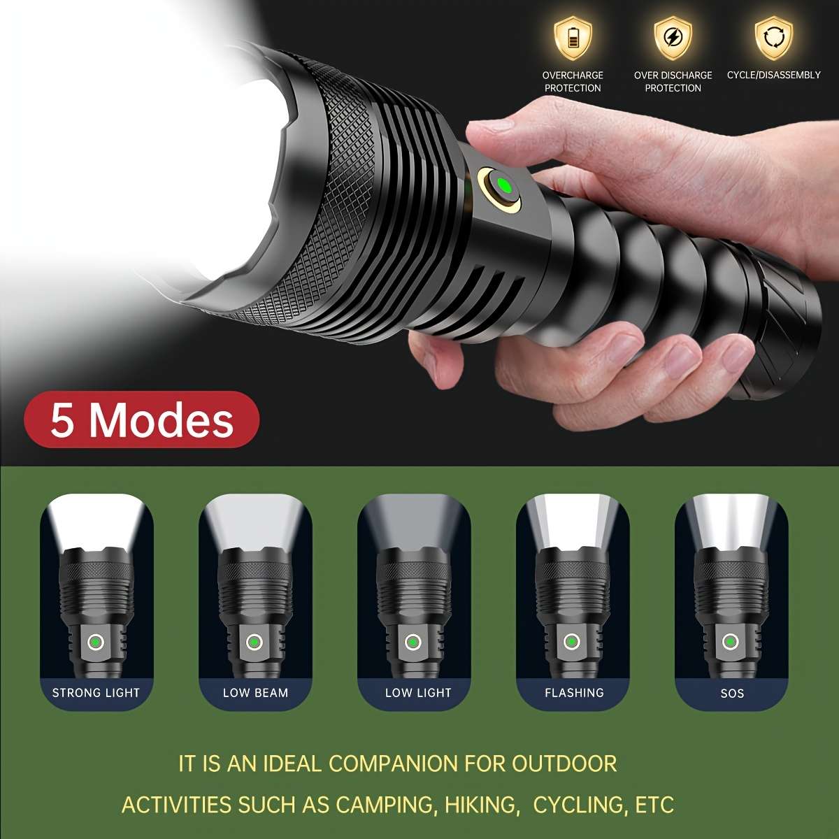 Durable 1Pc Usb Rechargeable Handheld Torch With Light Professional Reliable