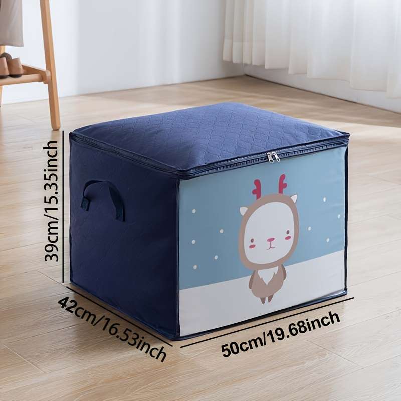 2Pcs Large Capacity Printed Storage Totes Quilt Light Blue 2Pcs