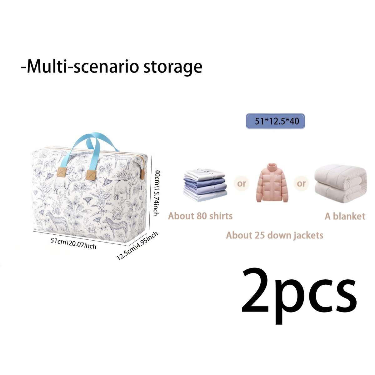 2Pcs Multiple Large Capacity Storage Totes Clothes Size S