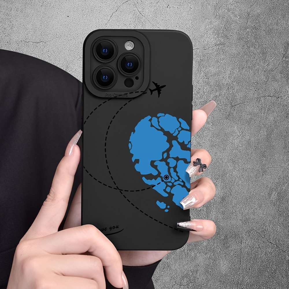 1Pc Black For iPhone 13 Pro Heart Design Phone Case