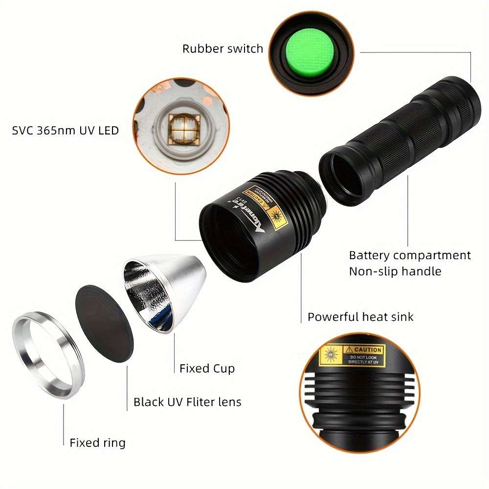 Flashlight Color Black Items365Nm 25W