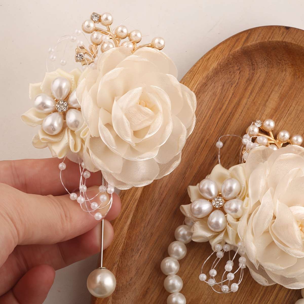 Wedding Supplies Color 4Pcs Cream Colored Chest Flowers