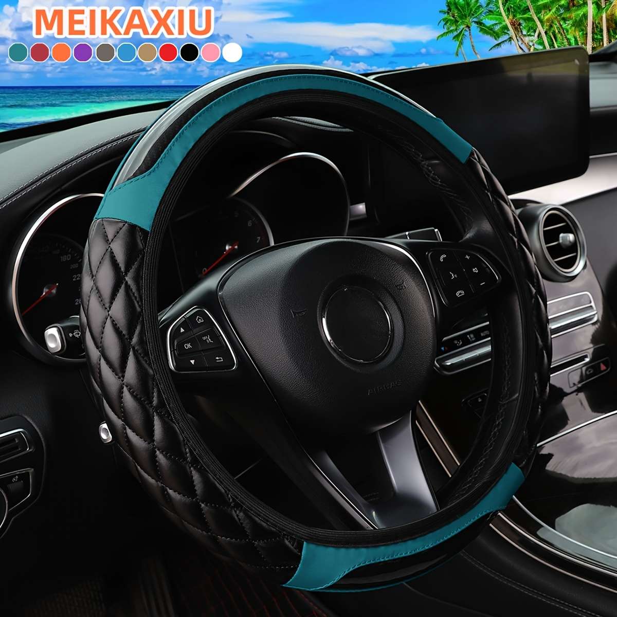 Car Steering Wheel Cover Blackish Green