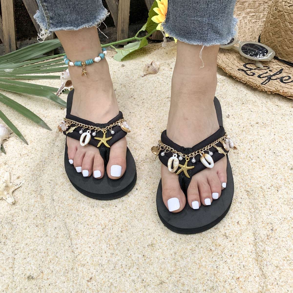 Ladies Summer Flip Flops Black Uk 7