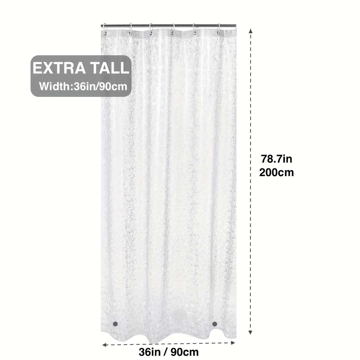 Waterproof Shower Curtain Size 47''Wx79'''H120X200Cm Style Transparent Pebbles