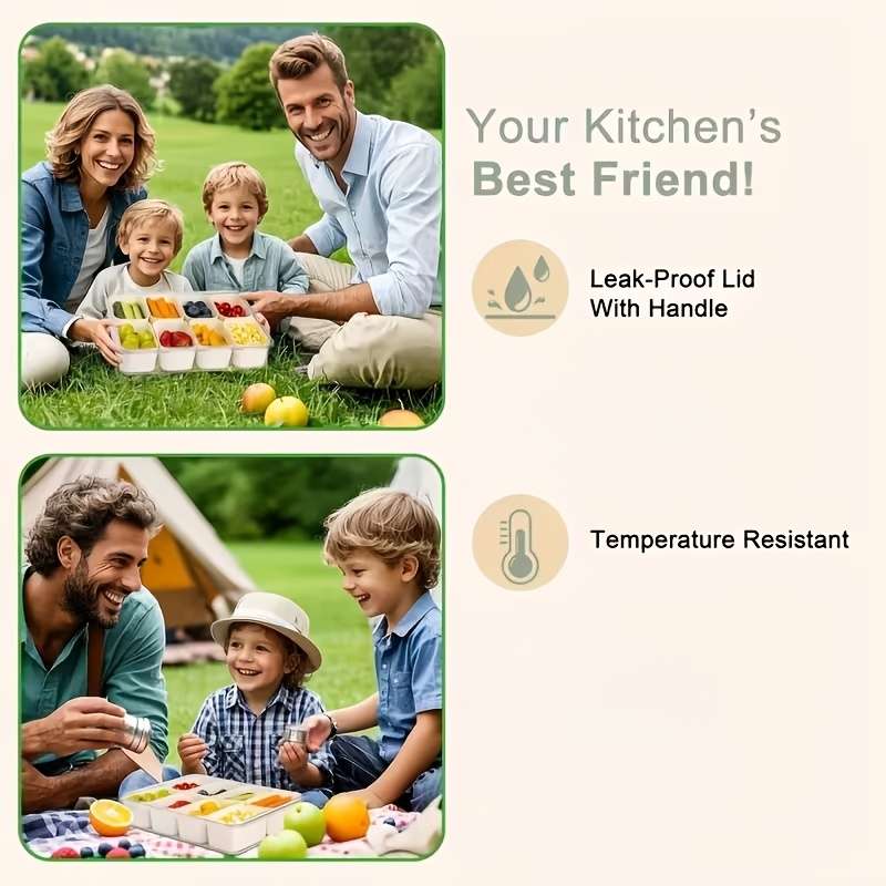 Antibacterial Box 2Piece Set 8Compartment Containertransparent Lid
