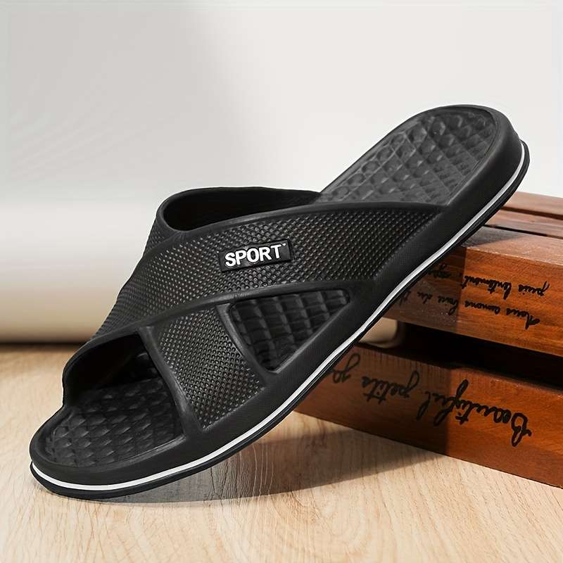 Men Slippers Summer Style Black Size Uk 7