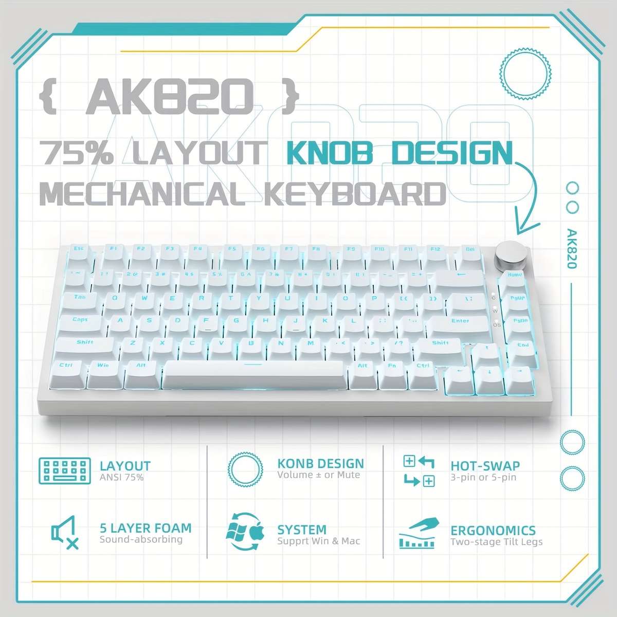 AJAZZ Wired Full-Key Hot-Swappable Keyboard