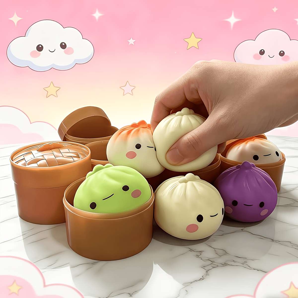 Squeezable Toys Color Random Color Style Style Bun Squeezing Toy