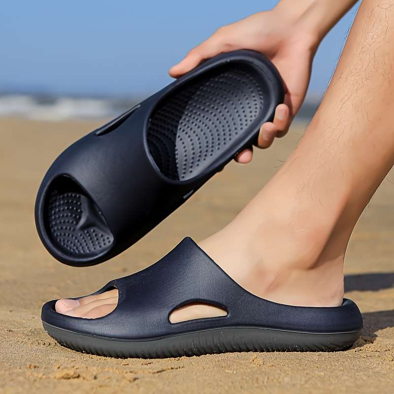 Men Slippers Summer Style Black Size Uk 7.5