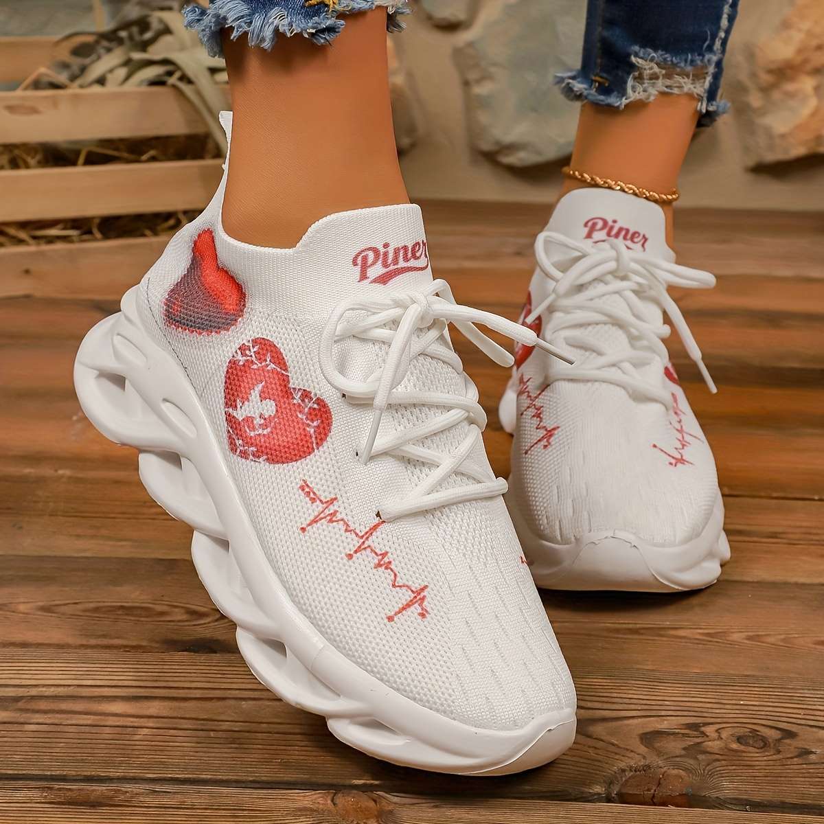 Women S Sneakers Color White Red Sizeuk 8