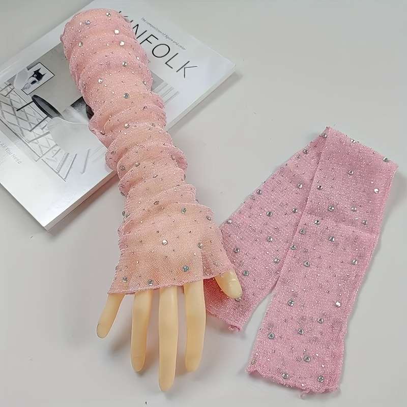 2Pcs Rhinestone Mesh
