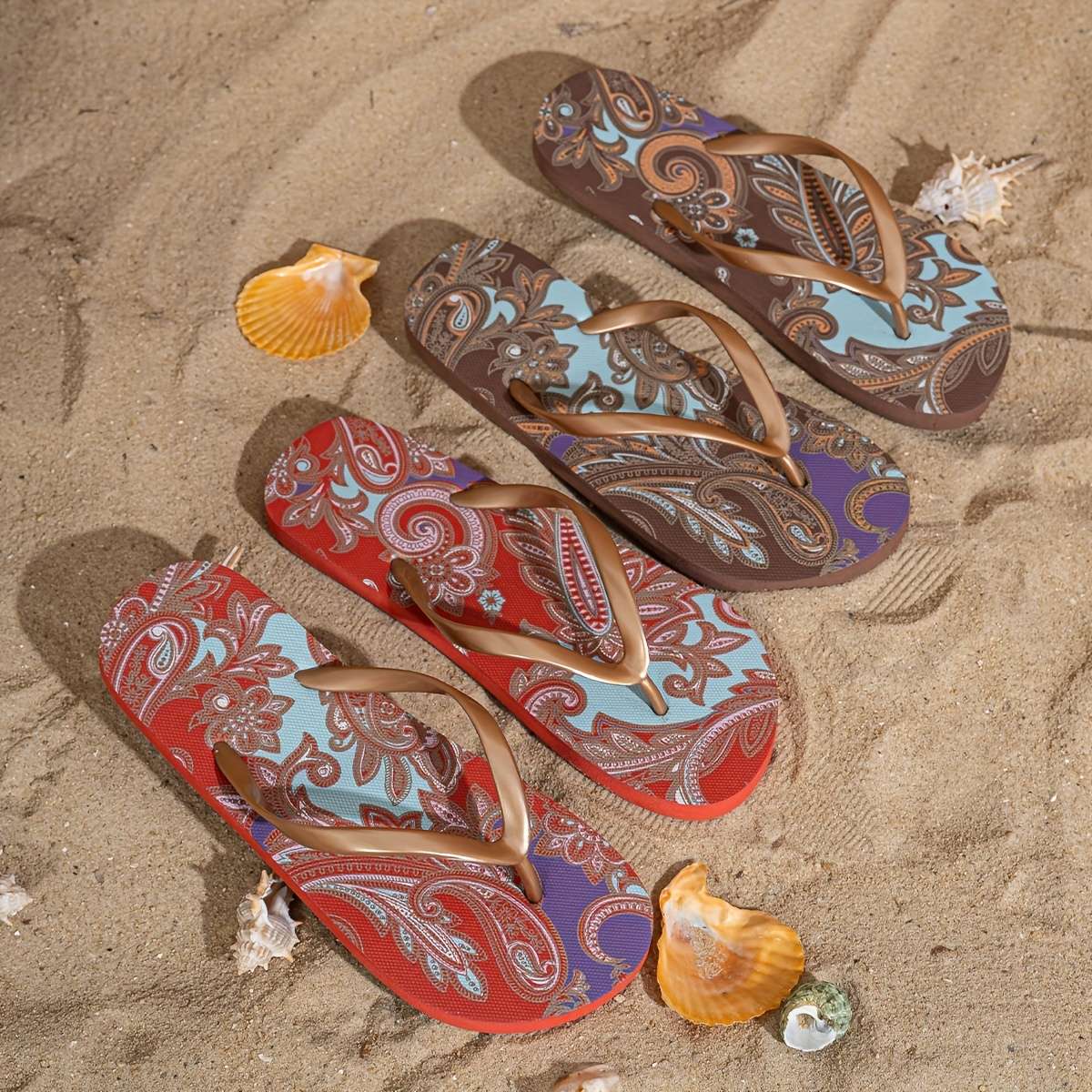 Ladies Summer Flip Flops Red Uk 7