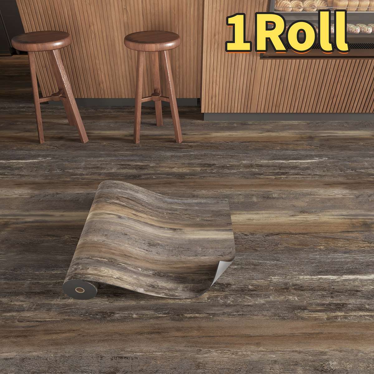 Self Adhesive Floor Stickers Distressed Multi Color Patchwork Light Wood Grain 1Roll