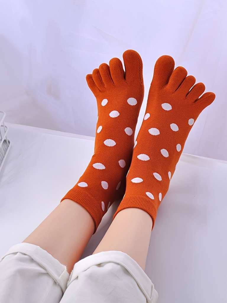 Women S Socks Color Round Dot Mixed Color 5 Pairs Pack Size Onesize