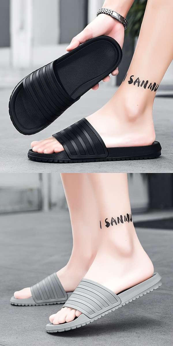 Men Slippers Summer Style Black Size Uk 7.5