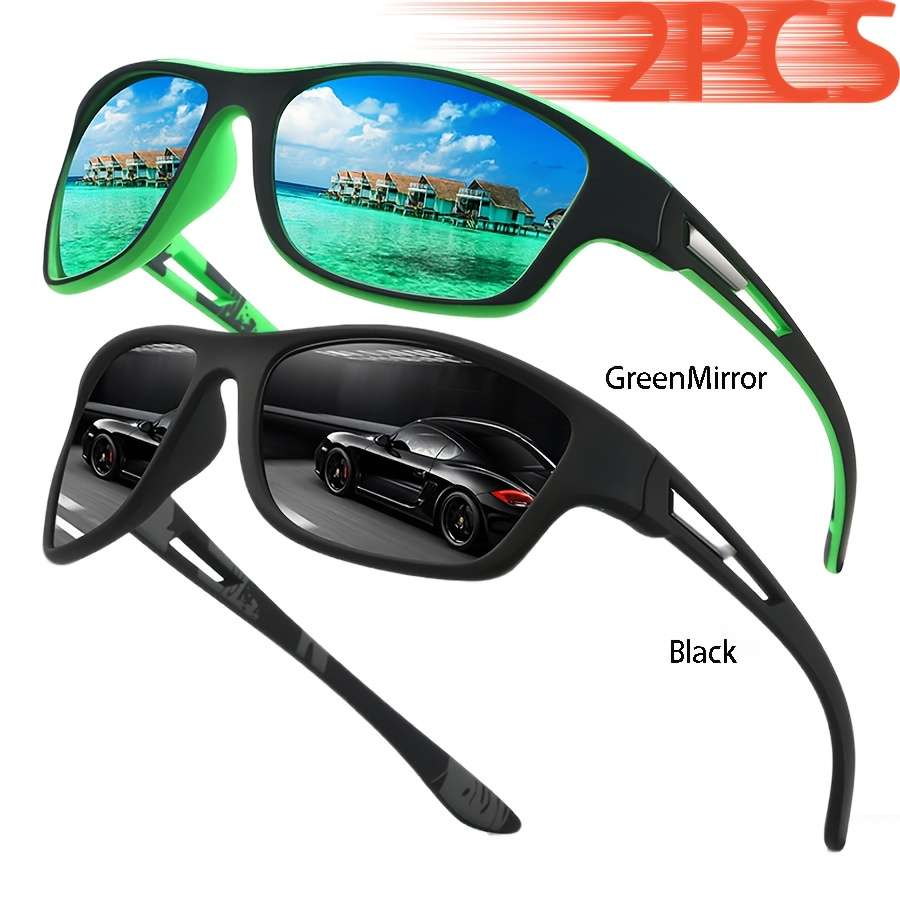 Cycling Glasses Color 2Pcs Greenmirror Black