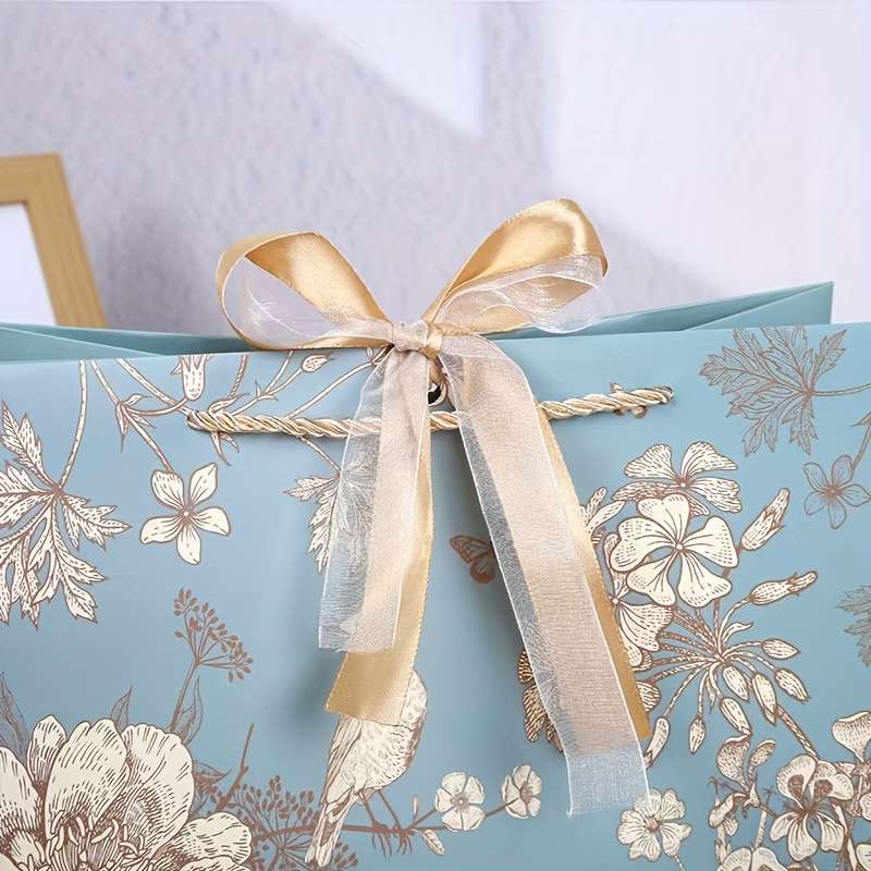 Gift Bags Style Green Bird Double Ribbon Small Size 18 X 10 X 16