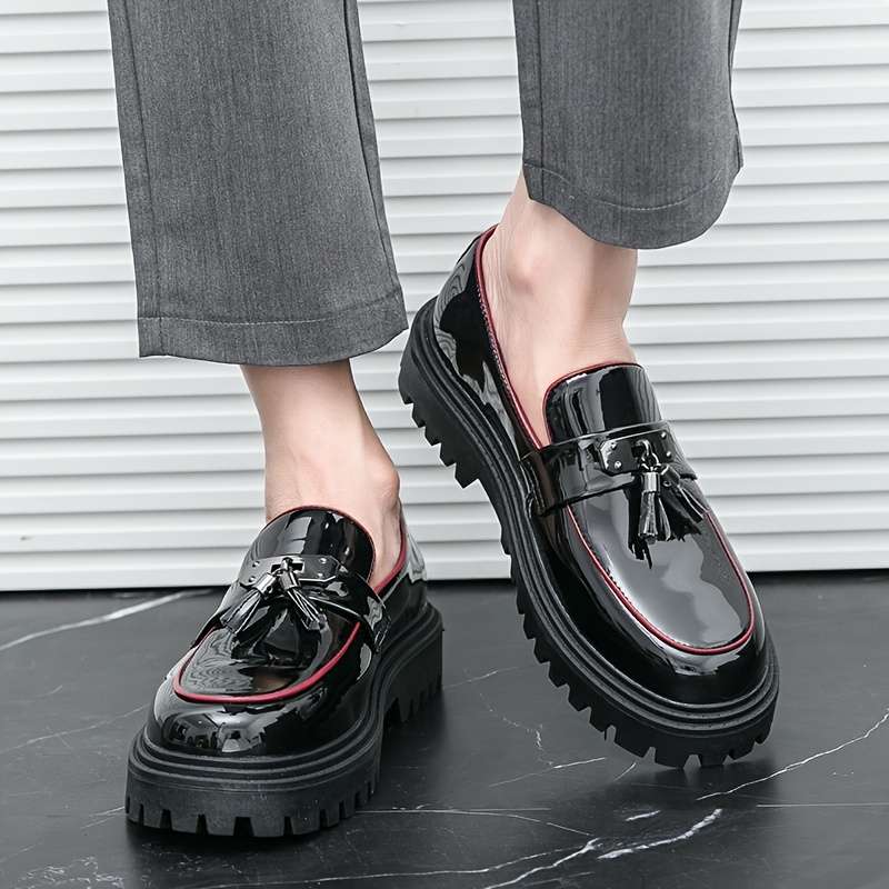 Mens Leather Shoes Color Blackred Sizeuk 8