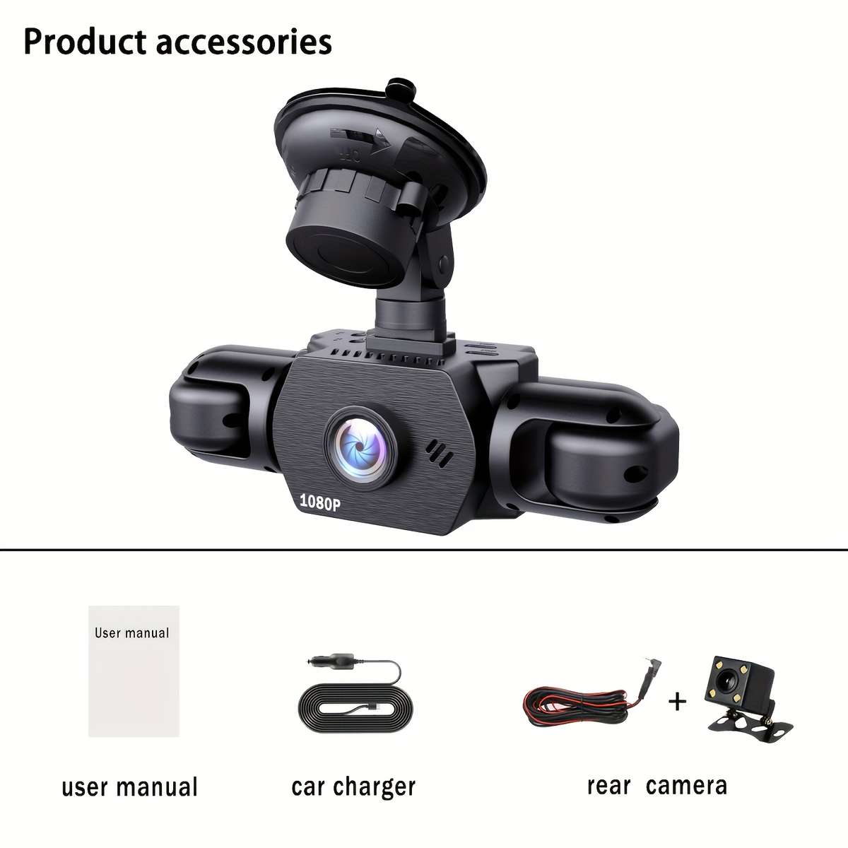 Dashcam Items Front Left Right Lens Capacity With 32Gb Memory Card