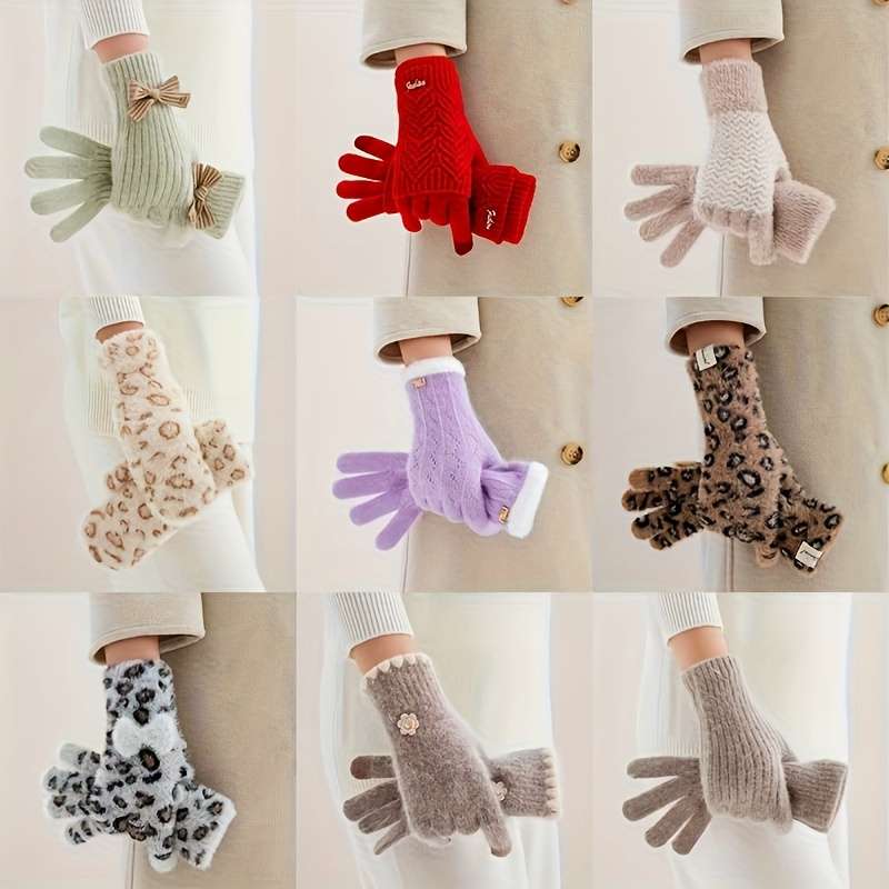 Modern Functional Fingerless Gloves For Women Autumn Winter Versatile Thickened