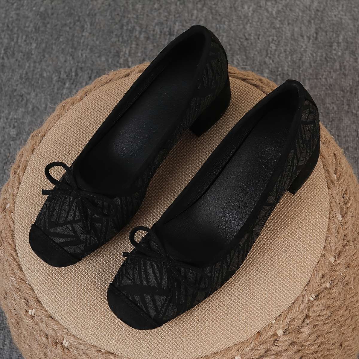 Women S High Heels Color Black Bubble Triangle Bow Sizeuk 5.5