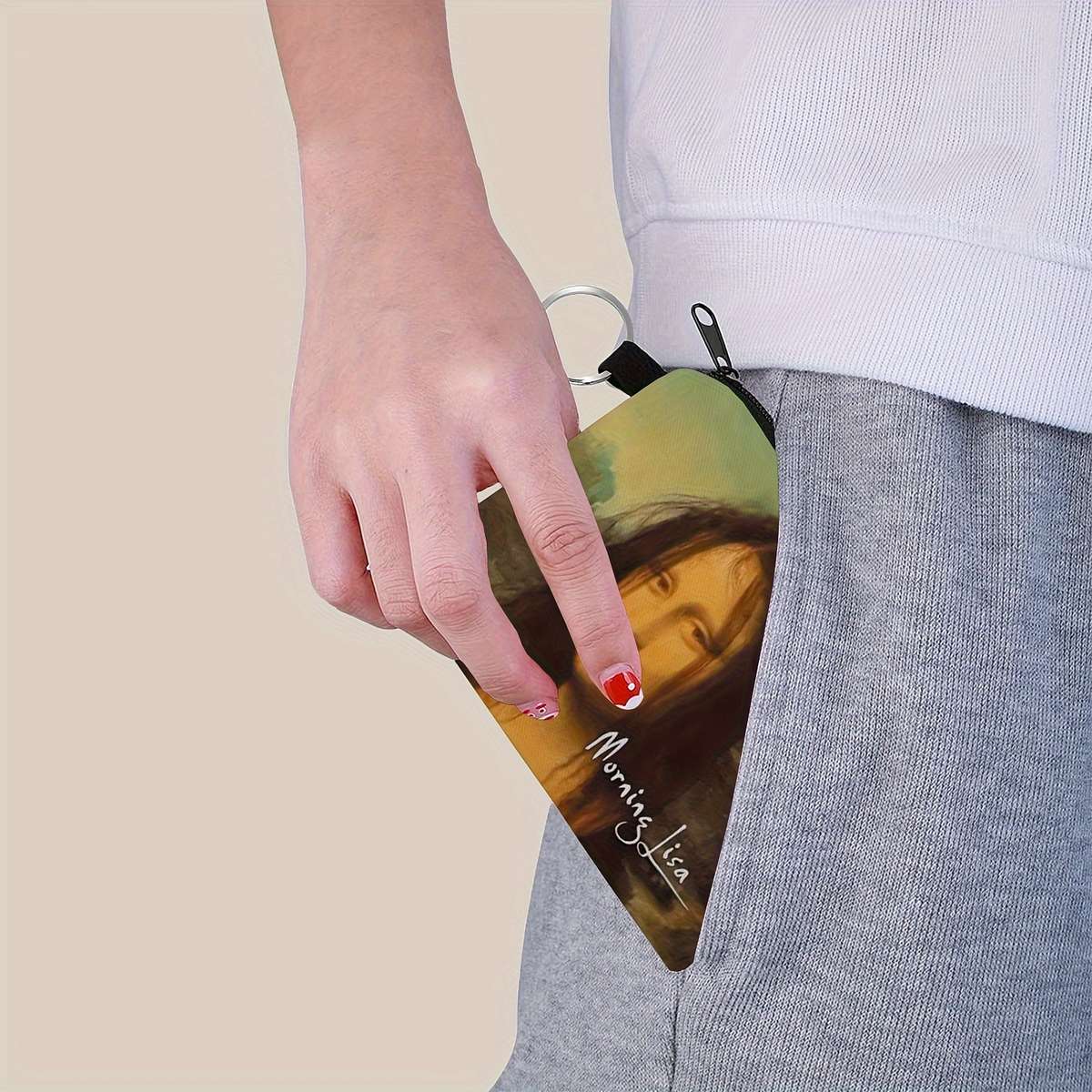 Sweet Unicorn Mona Lisa Printed Zipper Walletcompact Lightweight Change Purse With Poly