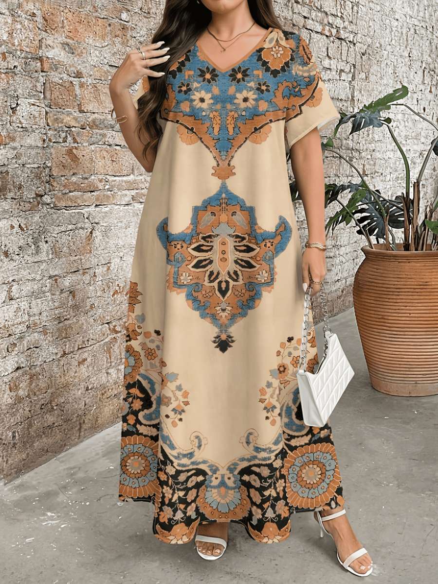 Women S Dress Color Apricot Size 5Xl