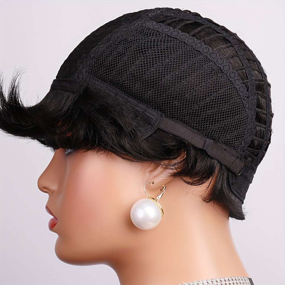 Black Womens Wigs Hair Length 10.16Cm