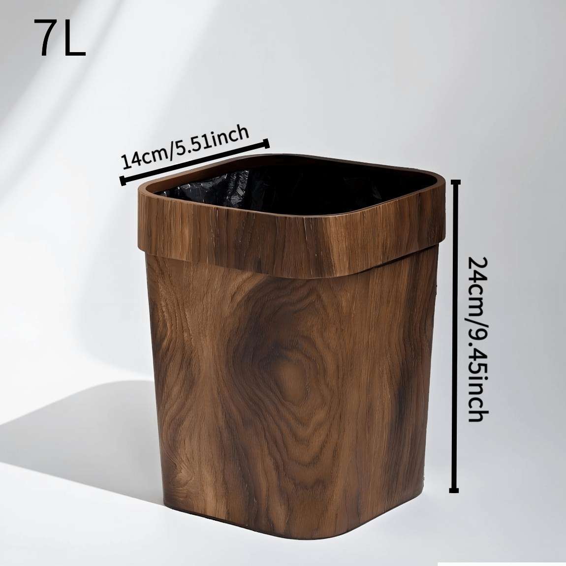 Garbage Can Color Press Ring Wood Grain 7L
