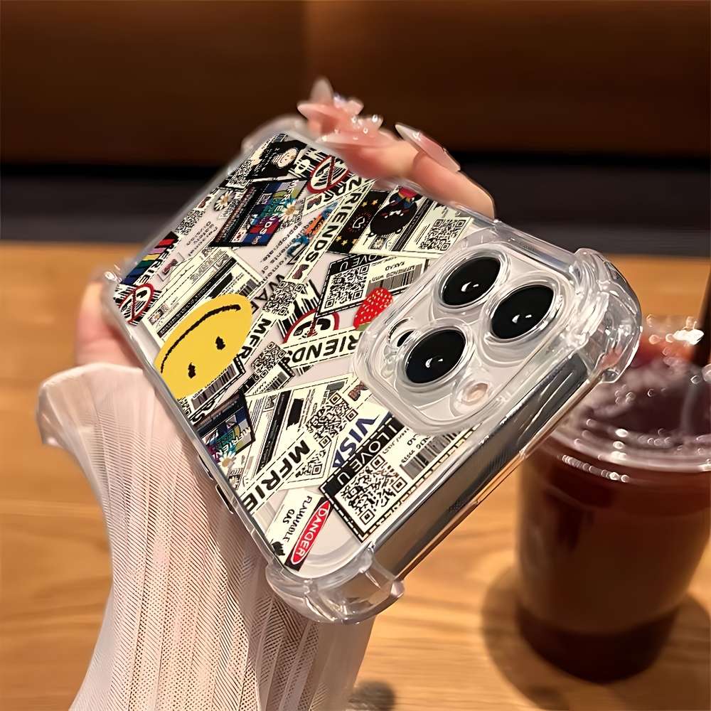 1Pc Mixed Color  For iPhone XR Graffiti Label Phone Case