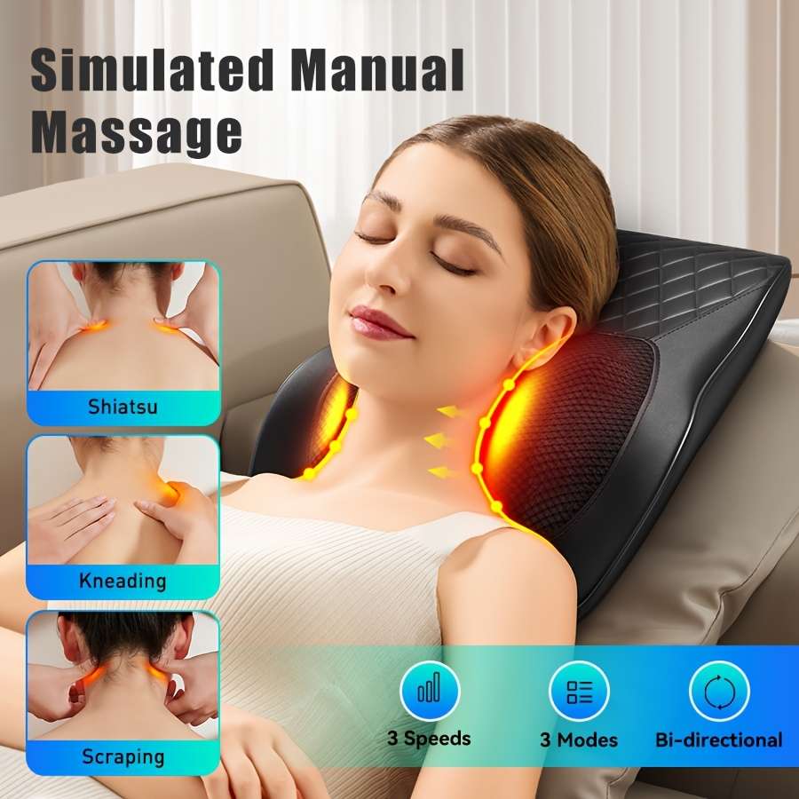 Back Massager Neck Massager With Heat 3D Kneading Massage