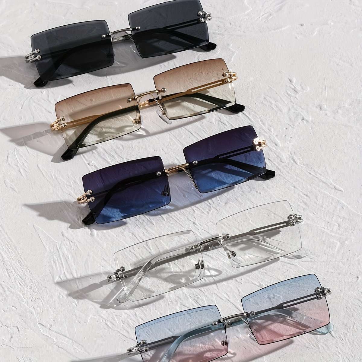 Mens Glasses Color 5Pcs Silvery Gray Blue Powder Tea