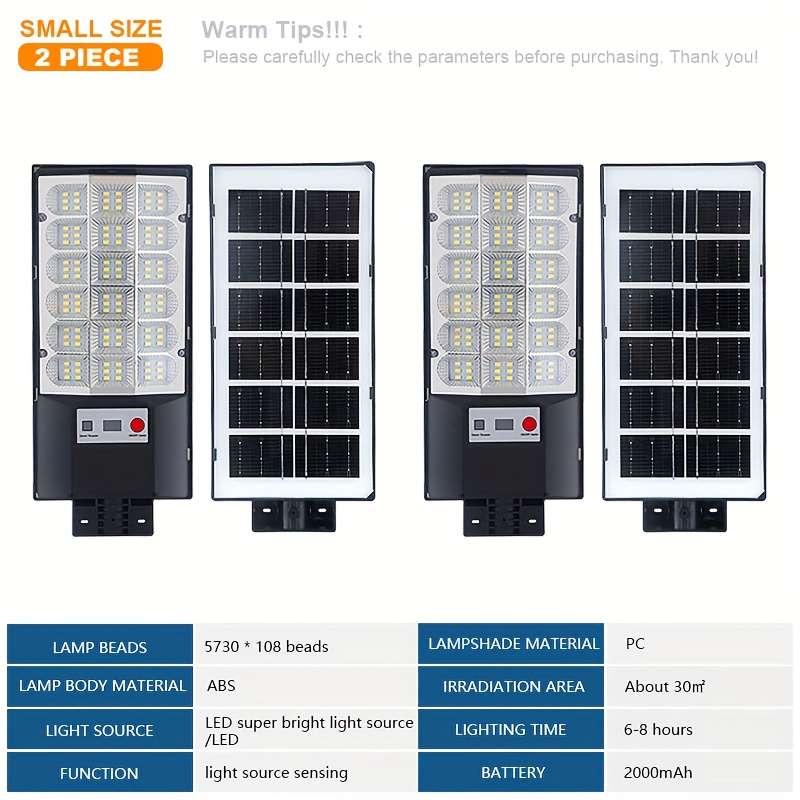QM-108LED-2000 2pcs Outdoor Solar Light