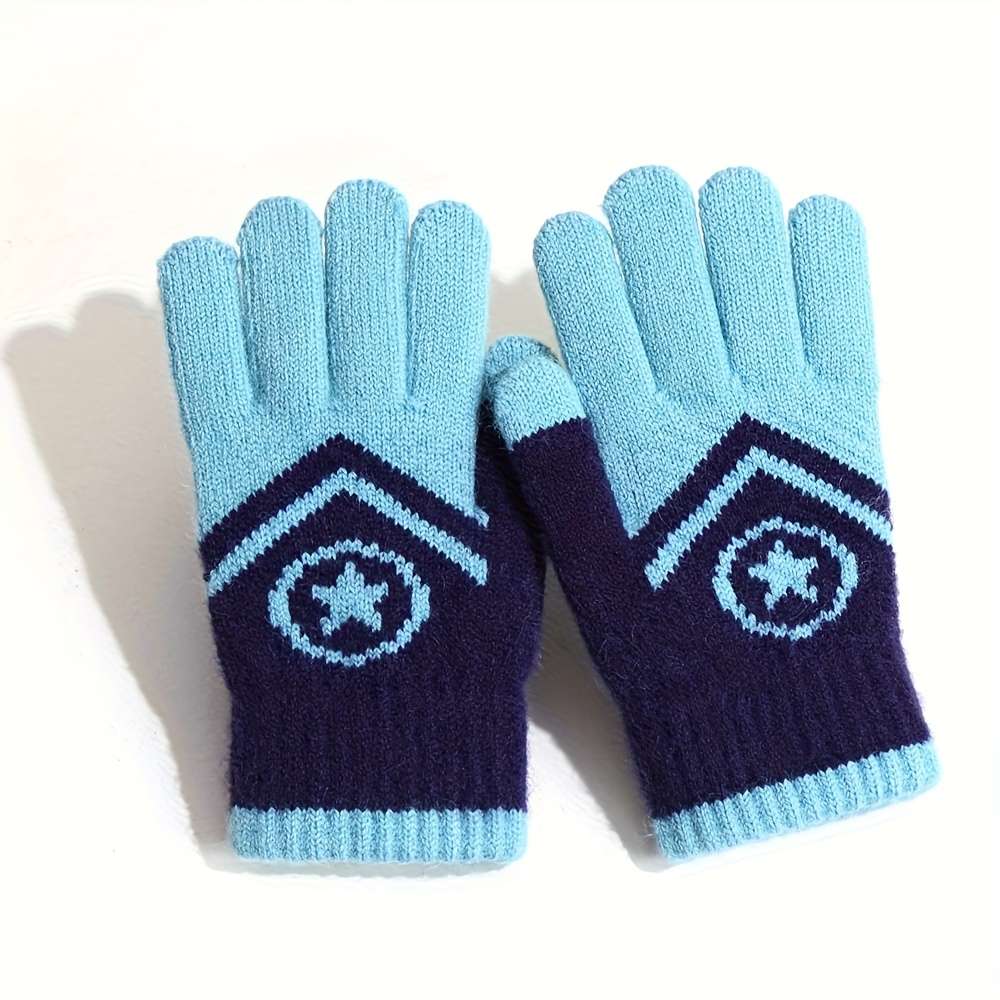 Gloves Color Round Fivepointed Star Orange Size4-7 Years Old