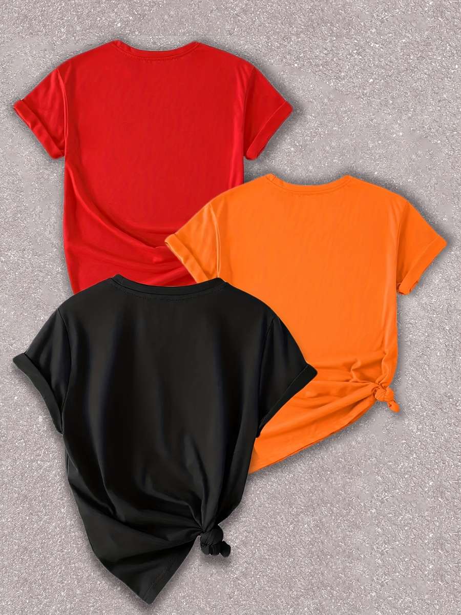 Womens T Shirt Color Red  Black  Orange Sizel