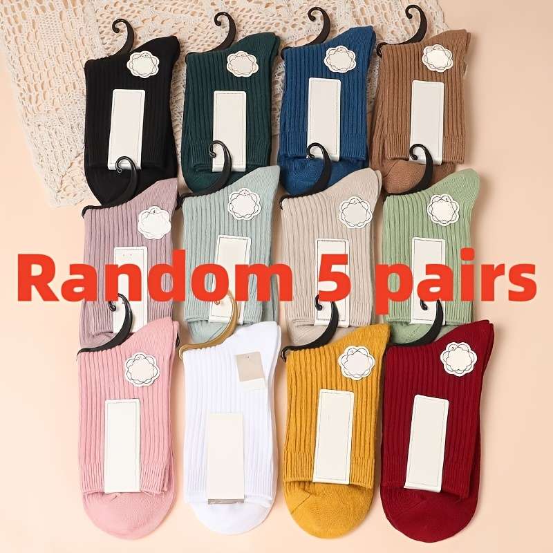 Women S Socks Color Random 5 Pairs Size Asian Onesize