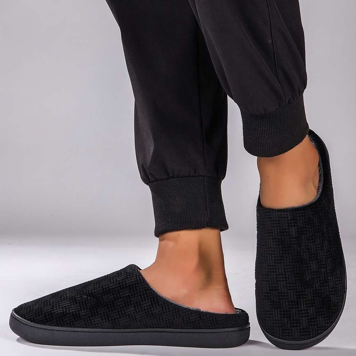 Cotton Slippers Color Black Sizeuk 8.5-9