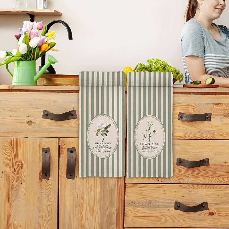 Rag Color 2 Pack Green Striped Floral Bible