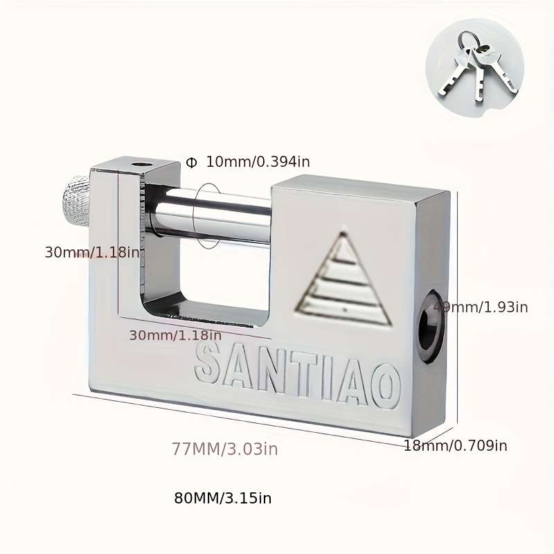 Lock Model 80Mm 3.15In 1Pc 1 Lock With 3 Keys