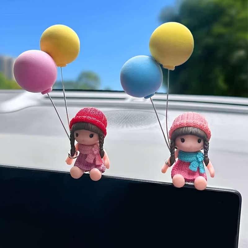 Car Interior Decor 3Pcs Balloon Girl Ornamentscolor Polychrome