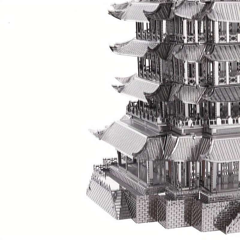 3D Building Model Puzzle Set Items Yellow Crane Tower